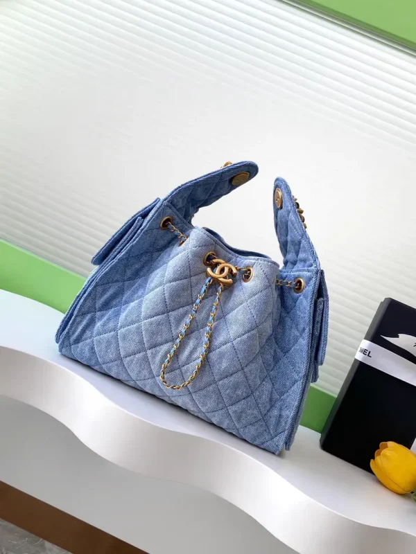 Chanel Quilted Denim Hobo Shoulder Bag image 1