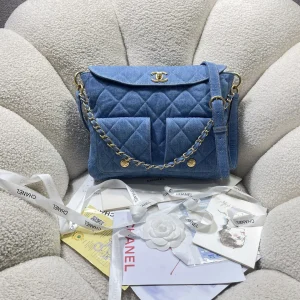 Chanel Quilted Denim Hobo Shoulder Bag image 1