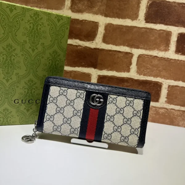 Gucci Monogram Web Stripe Zip Wallet image 1