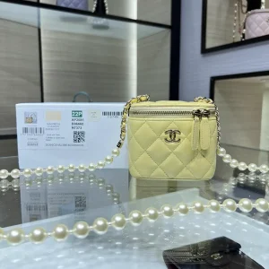 Chanel Quilted Pearl Chain Cosmetic Bag image 1