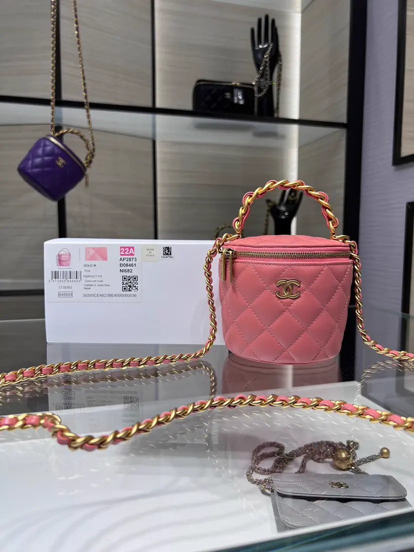 Chanel Quilted Chain Handle Cosmetic Bucket Bag image 1