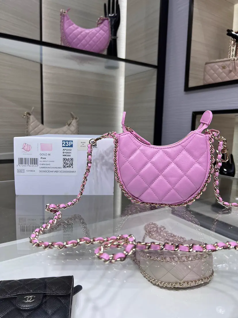 Chanel Quilted Leather Chain Moon Crossbody Bag image 1