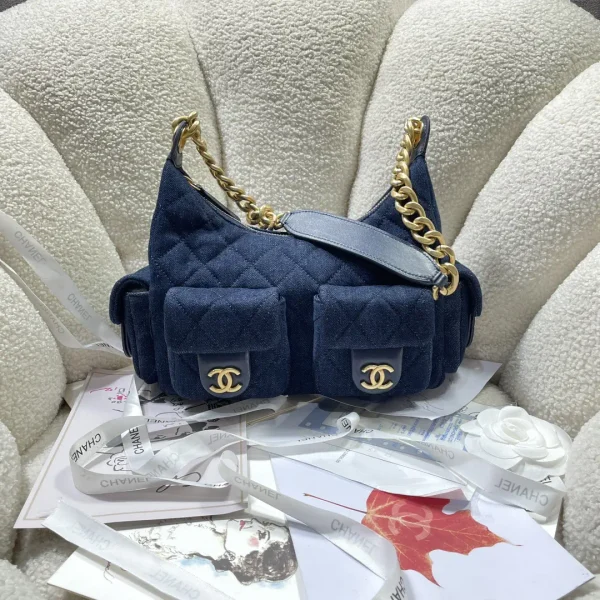Chanel Quilted Denim Hobo Shoulder Bag image 1