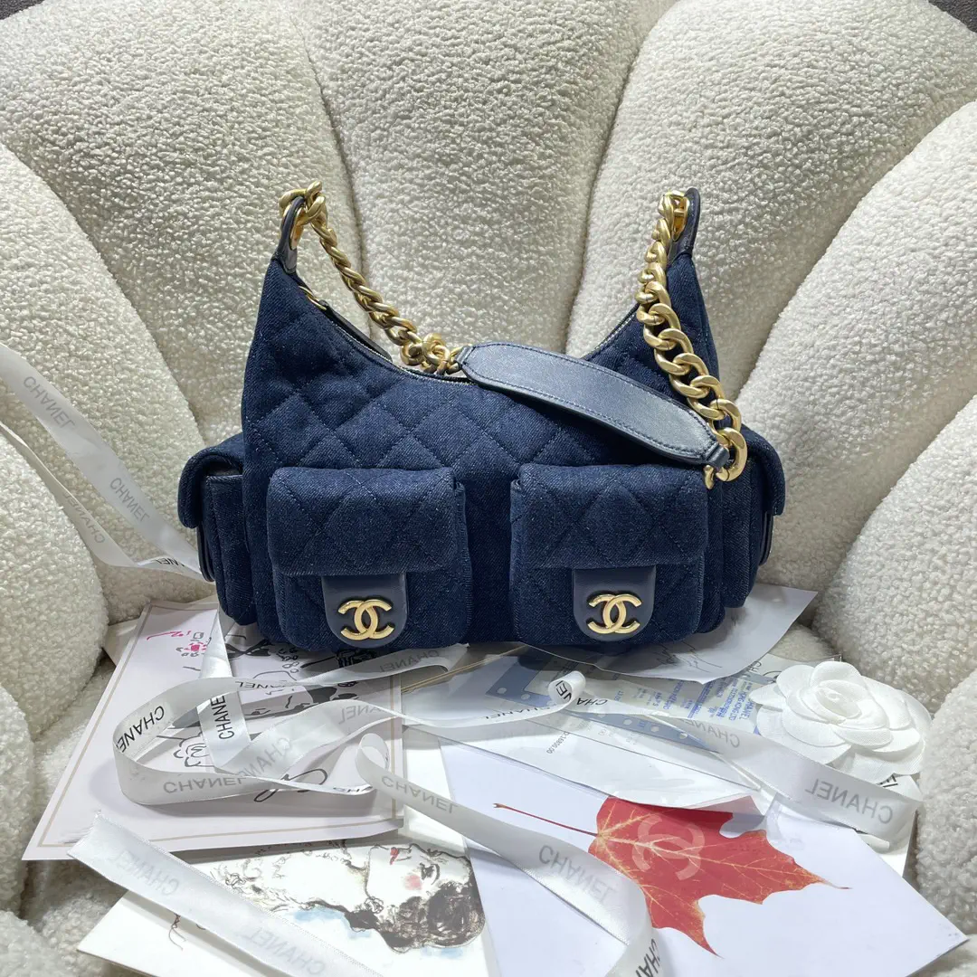 Chanel Quilted Denim Hobo Shoulder Bag image 1