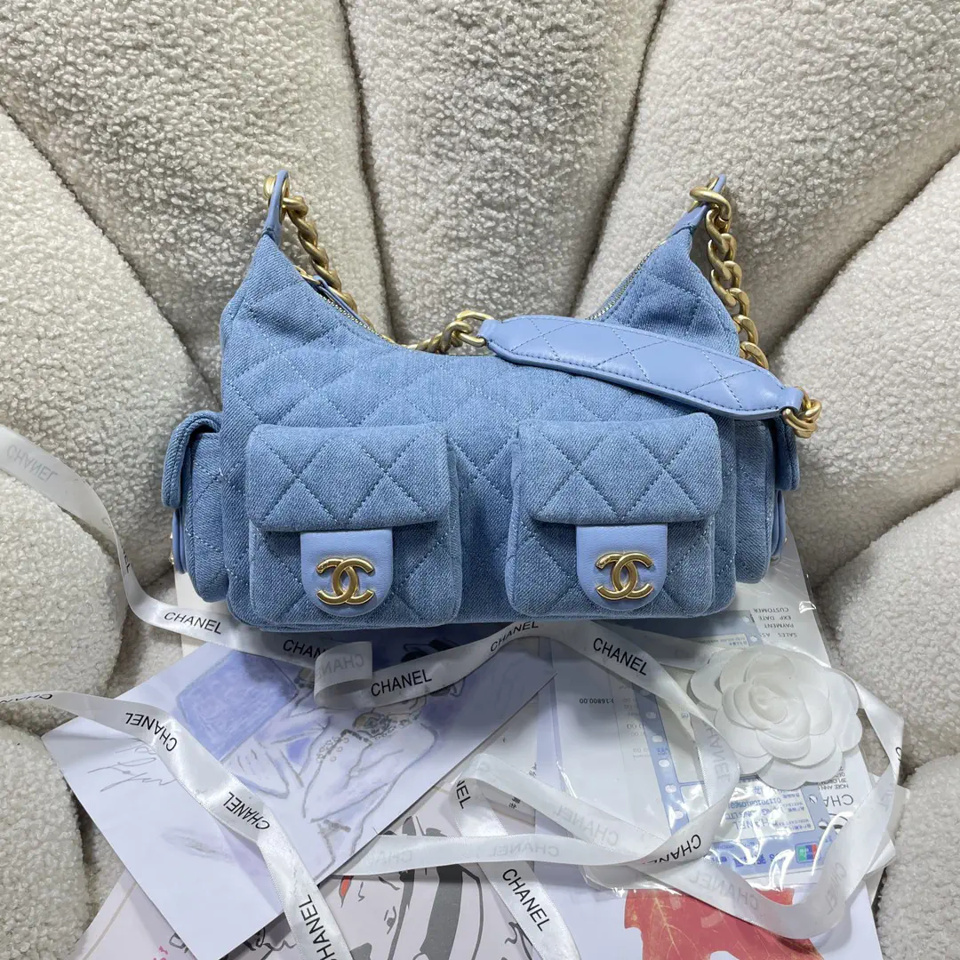 Chanel Quilted Denim Shoulder Bag image 1