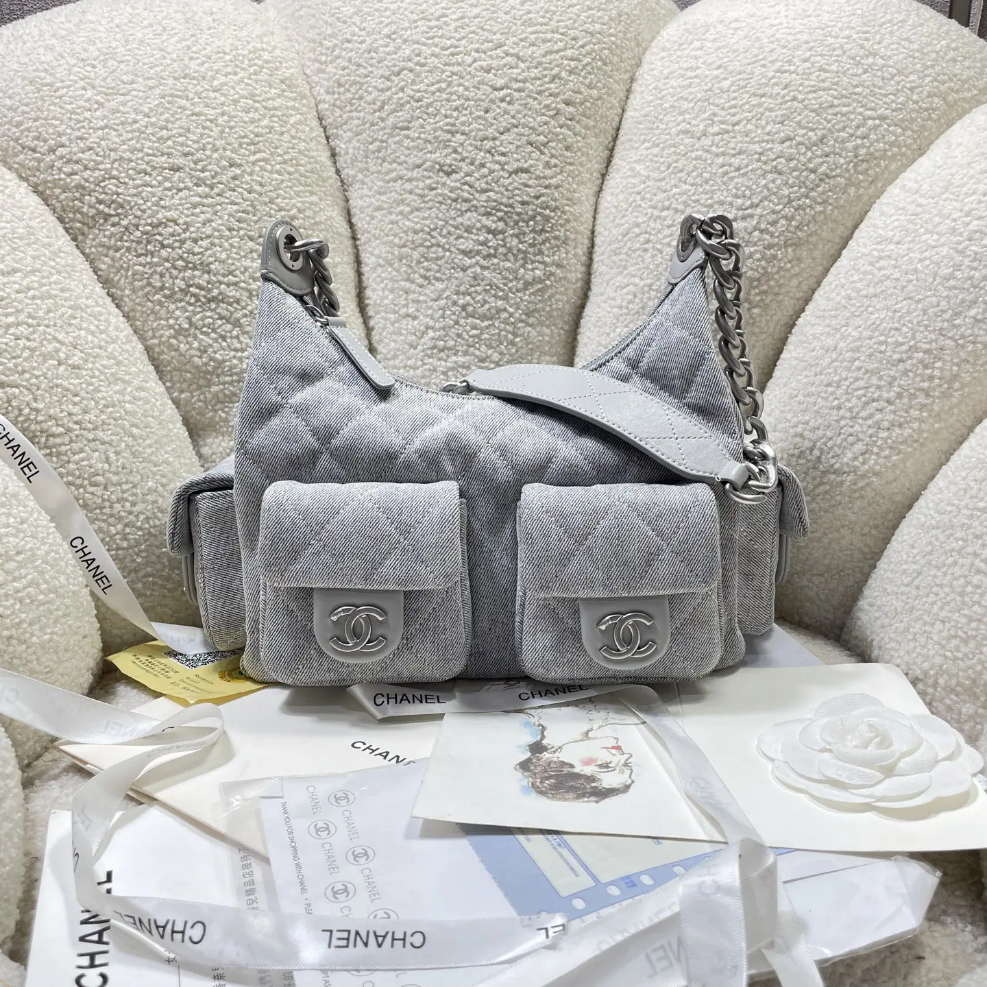 Chanel Quilted Denim Shoulder Bag image 1