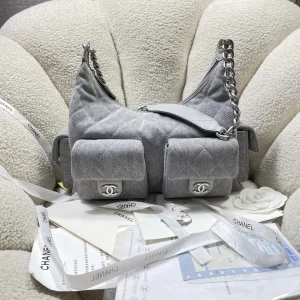 Chanel Quilted Denim Hobo Shoulder Bag image 1