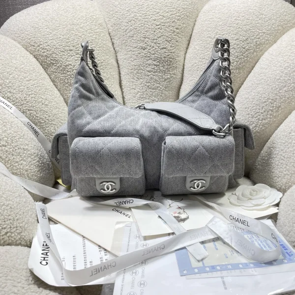 Chanel Quilted Denim Hobo Shoulder Bag image 1