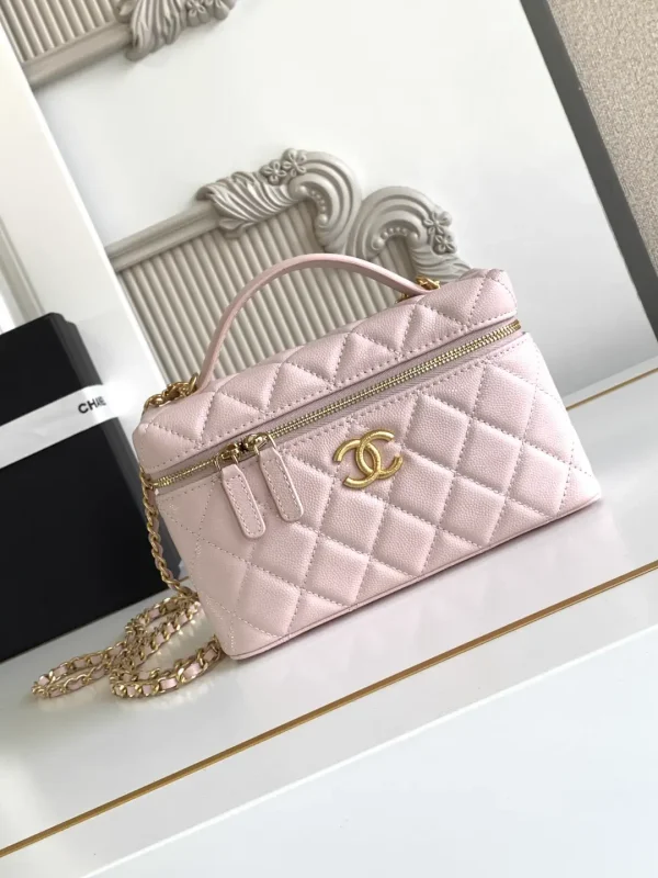 Chanel Quilted Top Handle Cosmetic Bag with Chain Strap image 1