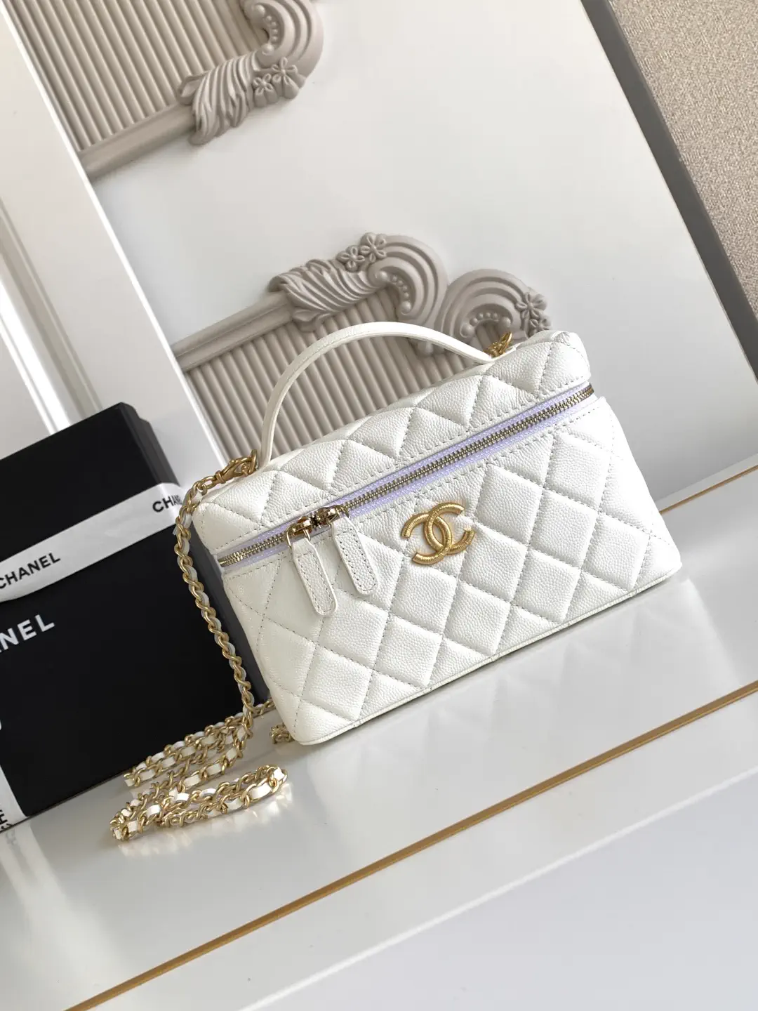 Chanel Quilted Top Handle Vanity Bag with Chain Strap image 1