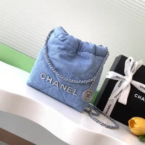 Chanel Quilted Denim Mini 22 Crossbody Bag image 1