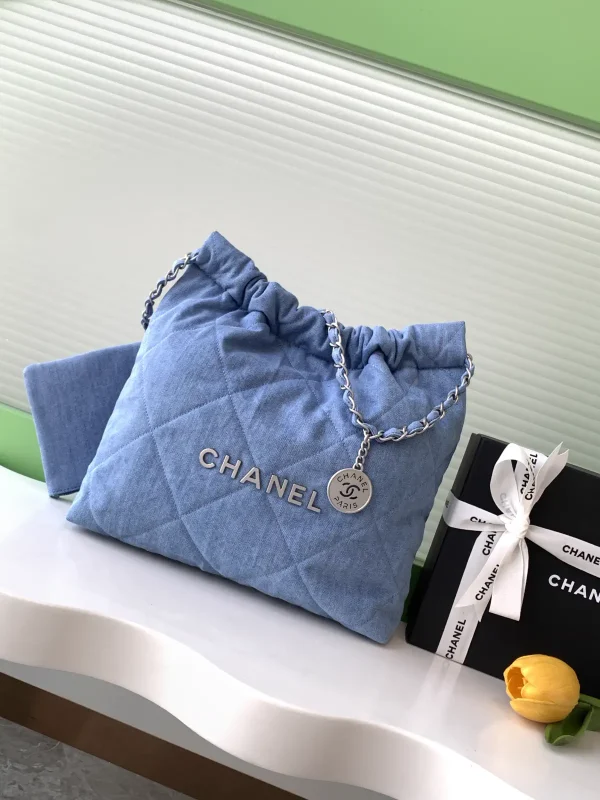 Chanel Quilted Denim 22 Shoulder Bag image 1