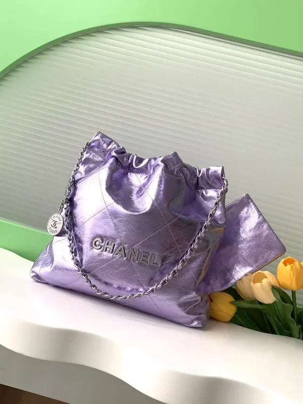 Chanel Quilted Metallic Purple 22 Bag image 1