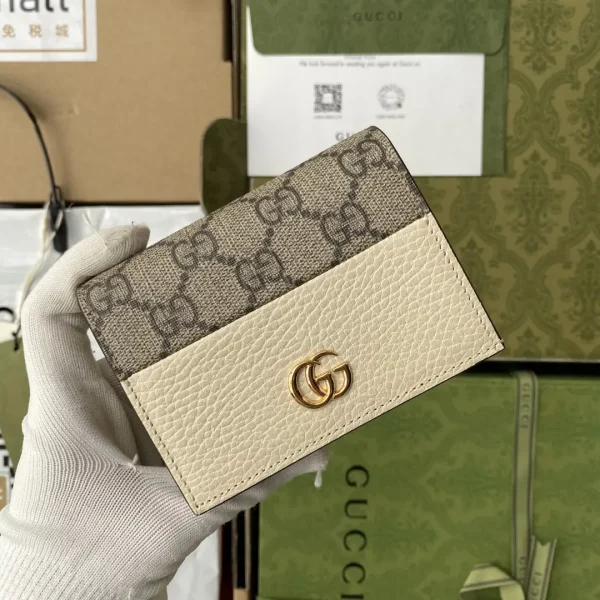Gucci GG Monogram White Leather Card Holder image 1