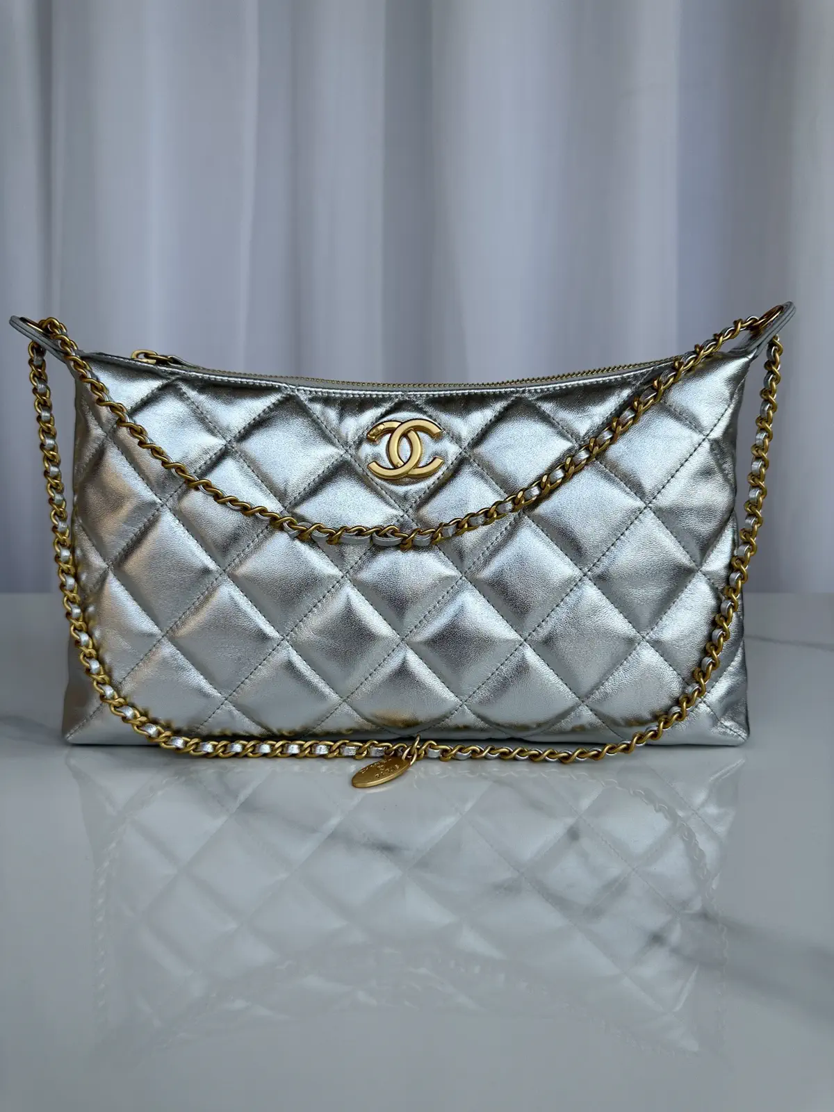 Chanel Quilted Metallic Shoulder Bag image 1