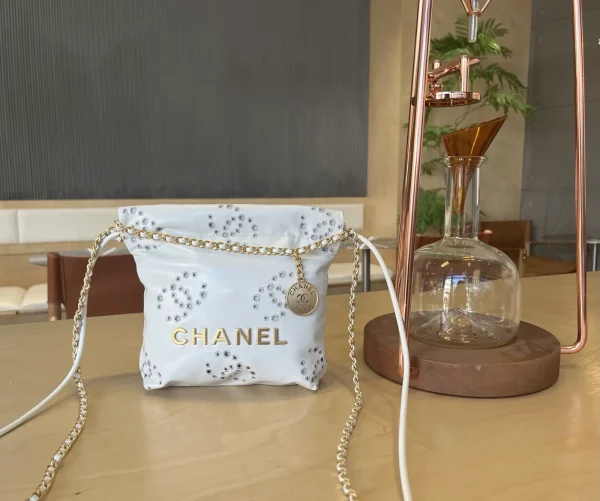 Chanel Mini 22 Bag with Hollow Embroidery and Chain Straps image 1