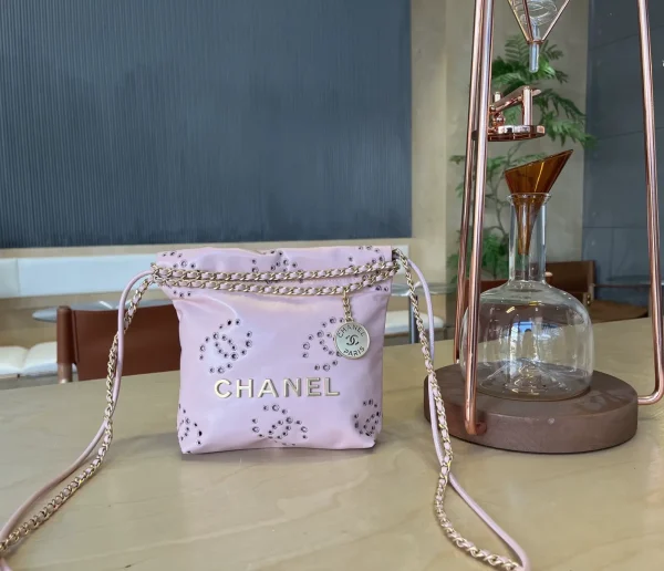 Chanel Mini 22 Bag with Perforated Embroidery and Chain Straps image 1