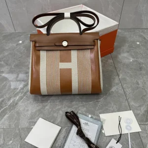 Hermès Herbag Canvas and Leather Bag image 1