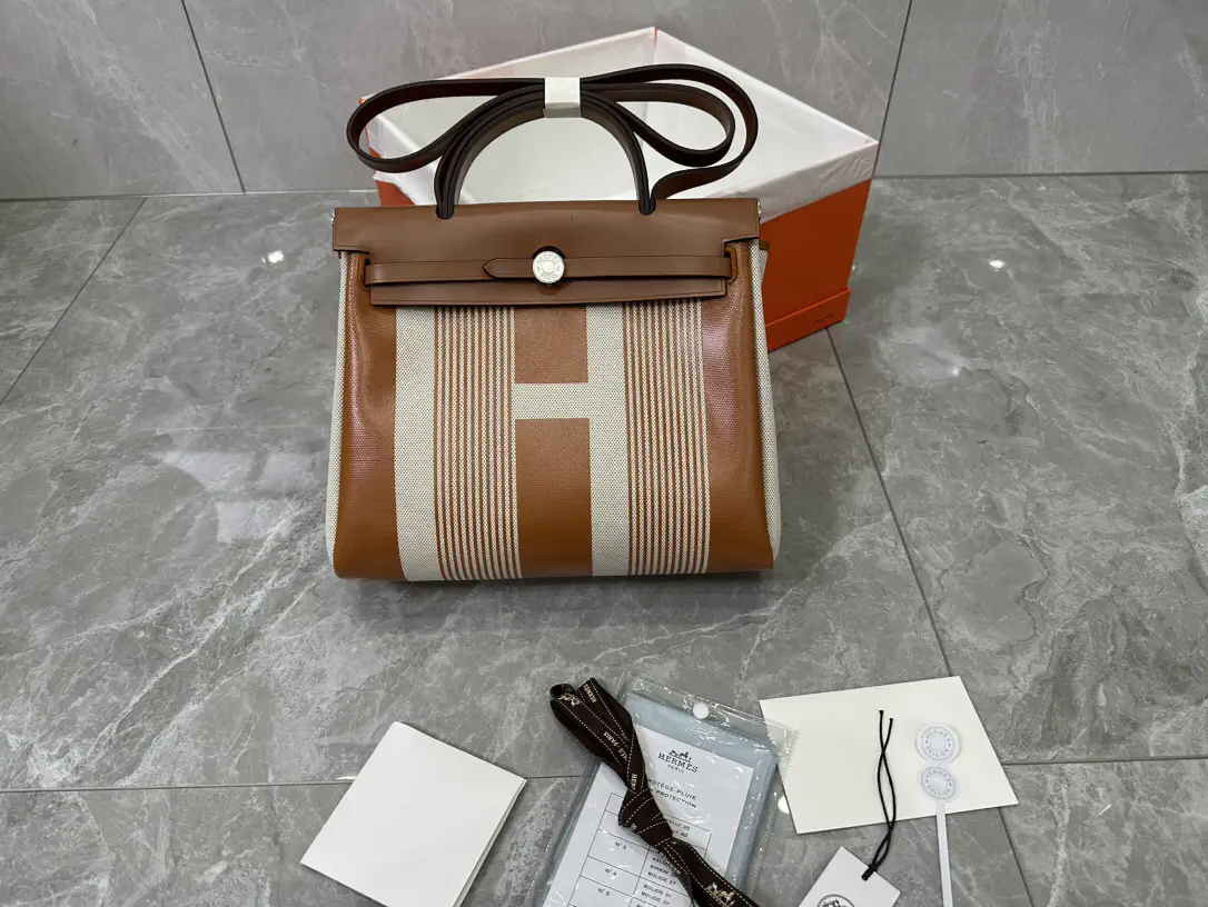 Hermès Herbag Canvas and Leather Bag image 1