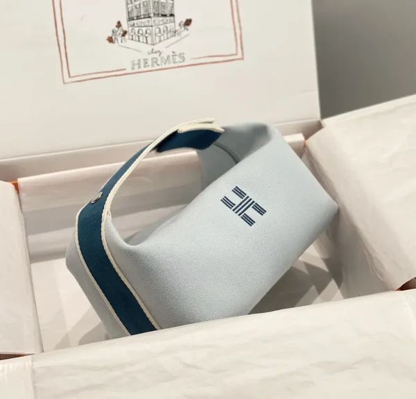 Hermès Light Blue Canvas Toiletry Bag image 1