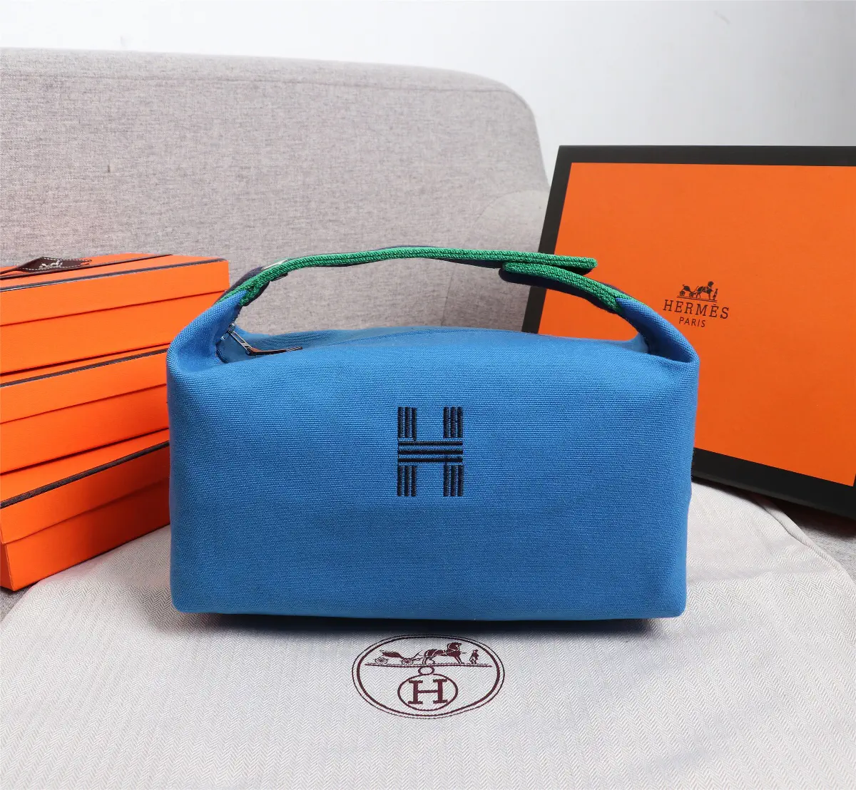 Hermès Canvas Toiletry Bag with Embroidered H Logo image 1