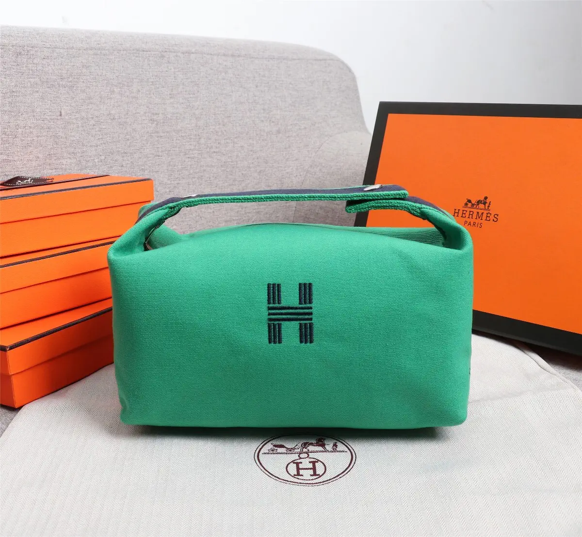 Hermès Canvas Toiletry Bag with Embroidered H Logo image 1