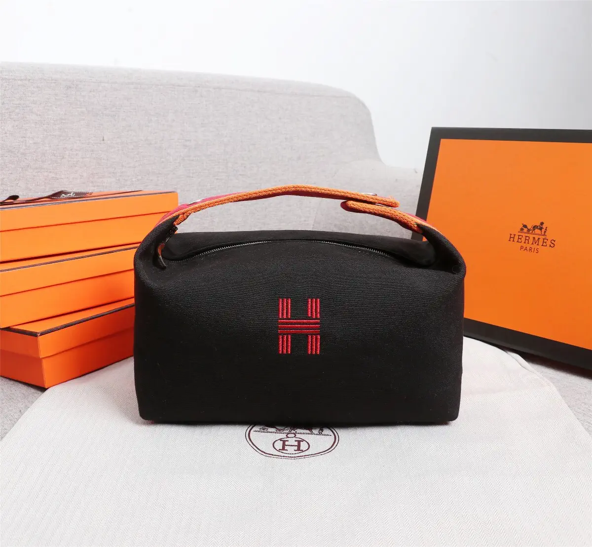 Hermès Canvas Toiletry Bag with Embroidered H Logo image 1