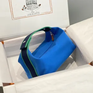 Hermès Blue Canvas Toiletry Bag image 1