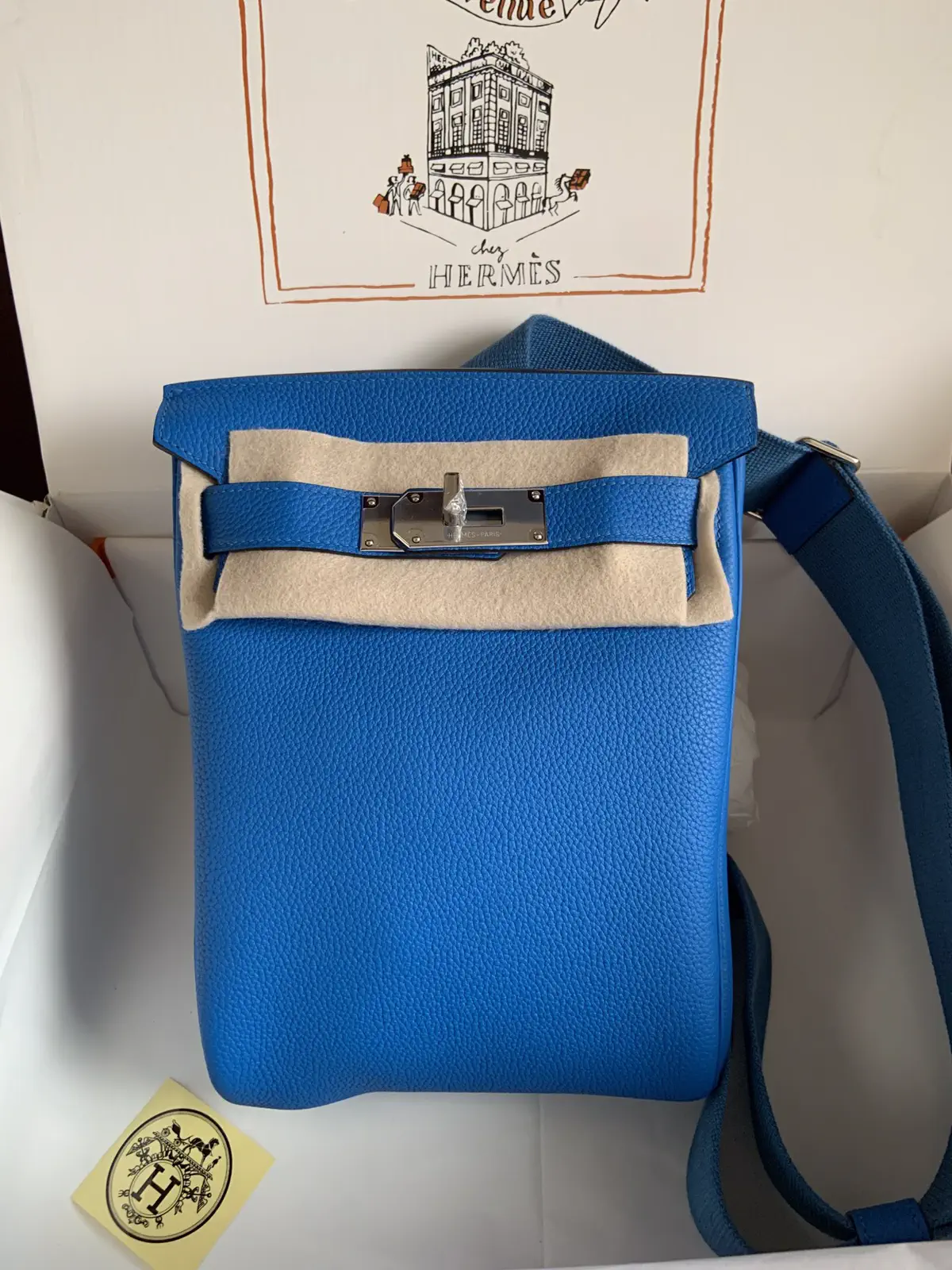 Hermès Blue Crossbody Bag with Silver Hardware image 1
