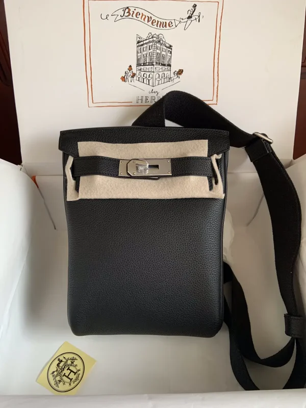 Hermès Black Crossbody Bag with Silver Hardware image 1