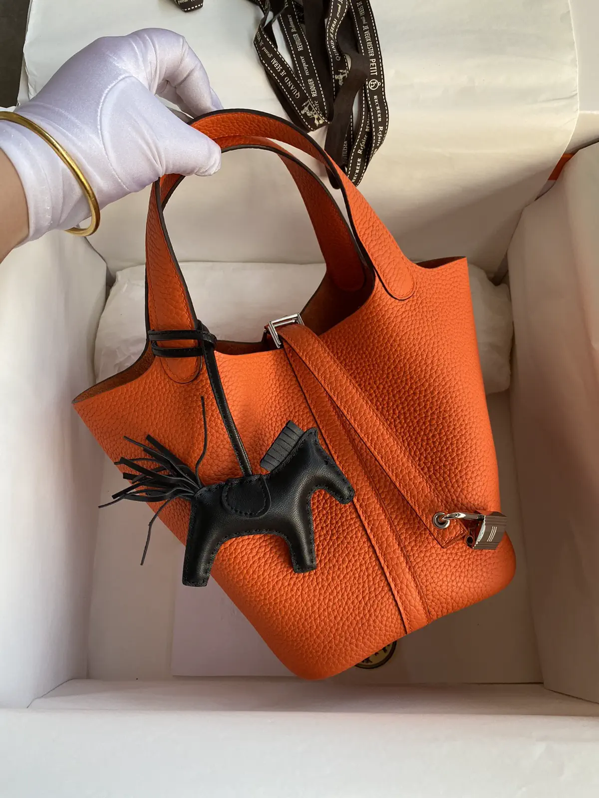Hermès Orange Picotin Lock 18 Bag with Horse Charm image 1