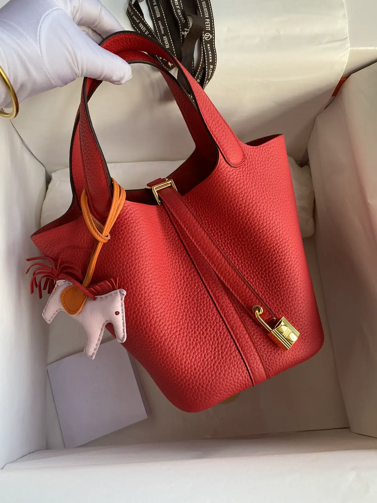 Hermès Red Picotin 18 Bucket Bag with Gold Hardware image 1