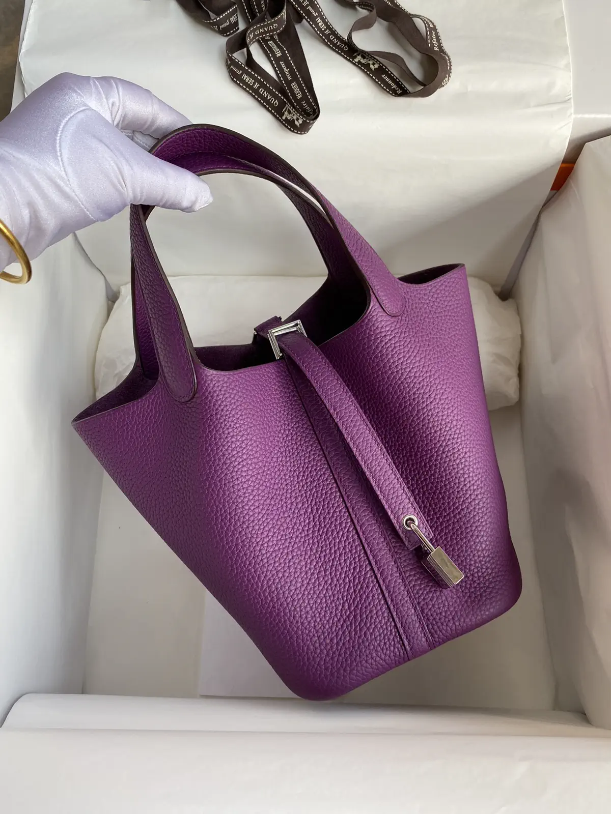 Hermès Purple Picotin 18cm Bucket Bag image 1