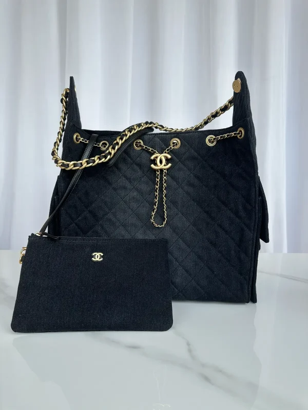 Chanel Quilted Denim Shoulder Bag image 1