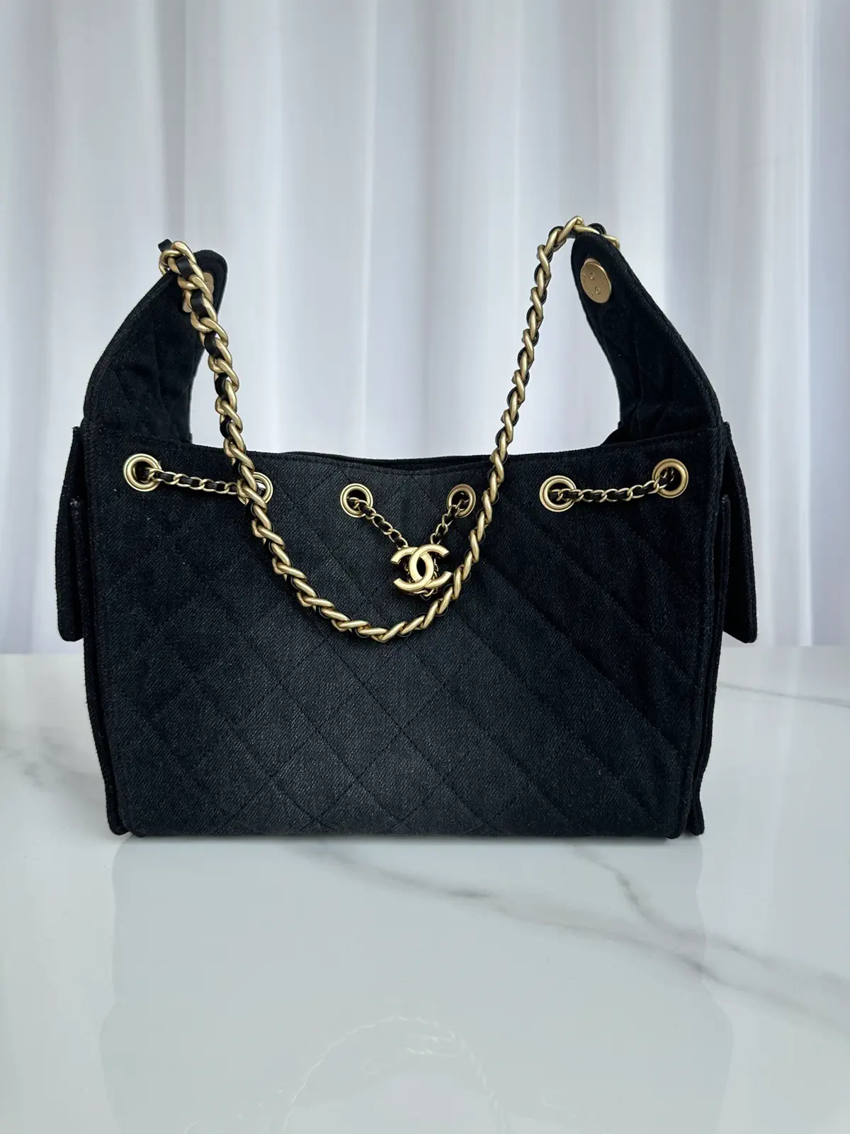 Chanel Quilted Denim Chain Shoulder Bag image 1
