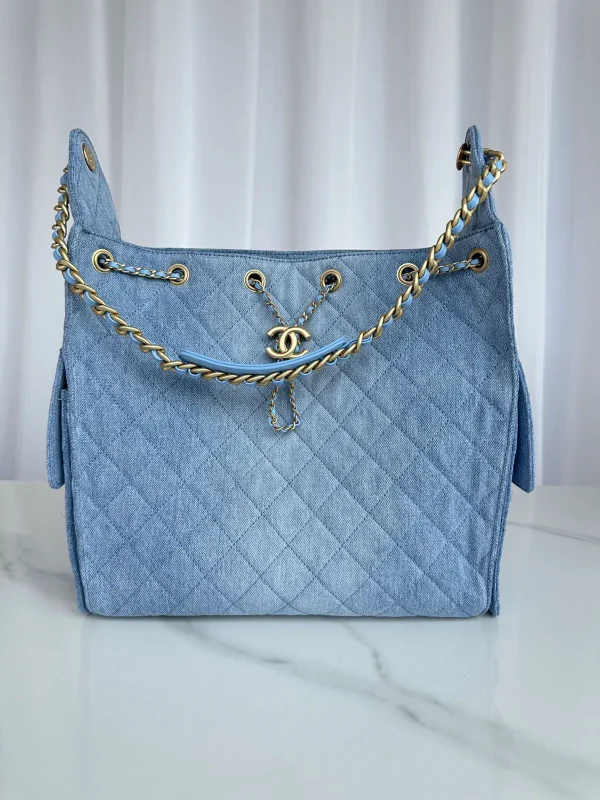 Chanel Quilted Denim Shoulder Bag image 1