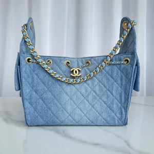Chanel Quilted Denim Shoulder Bag image 1