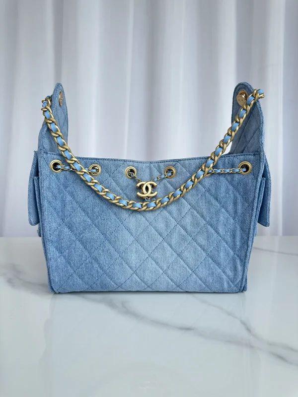 Chanel Quilted Denim Shoulder Bag image 1