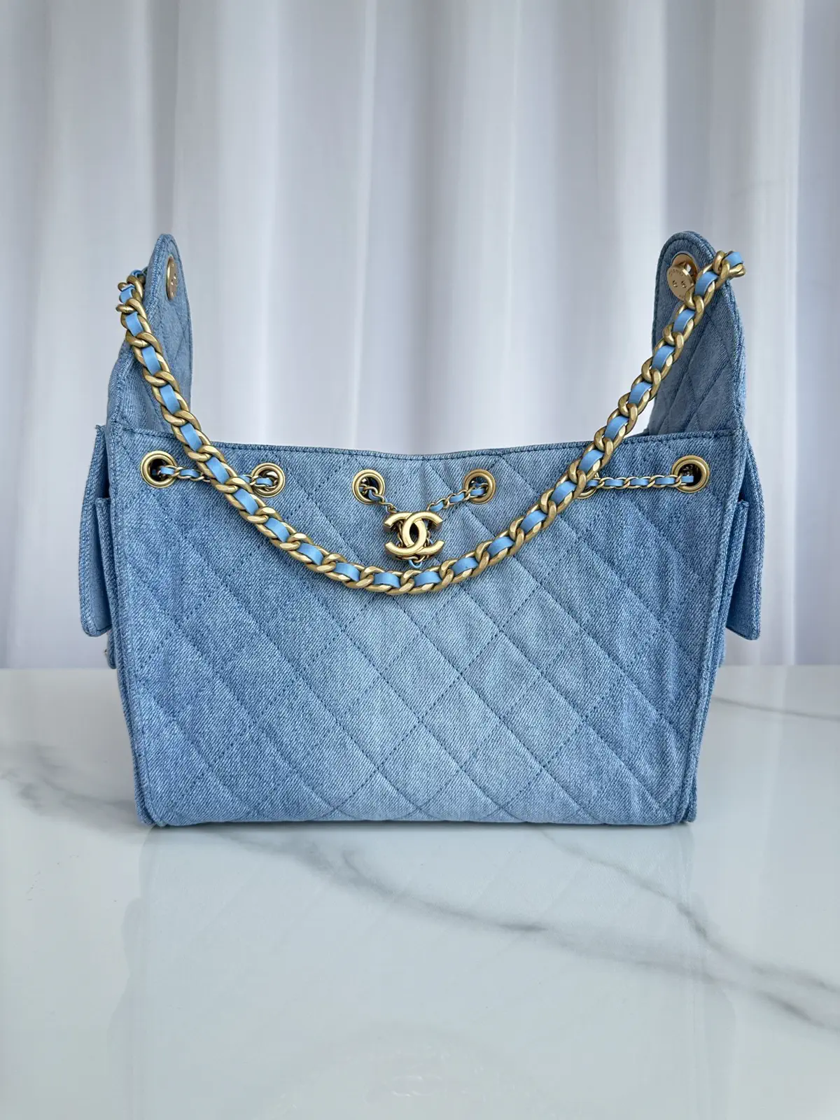 Chanel Quilted Denim Shoulder Bag image 1