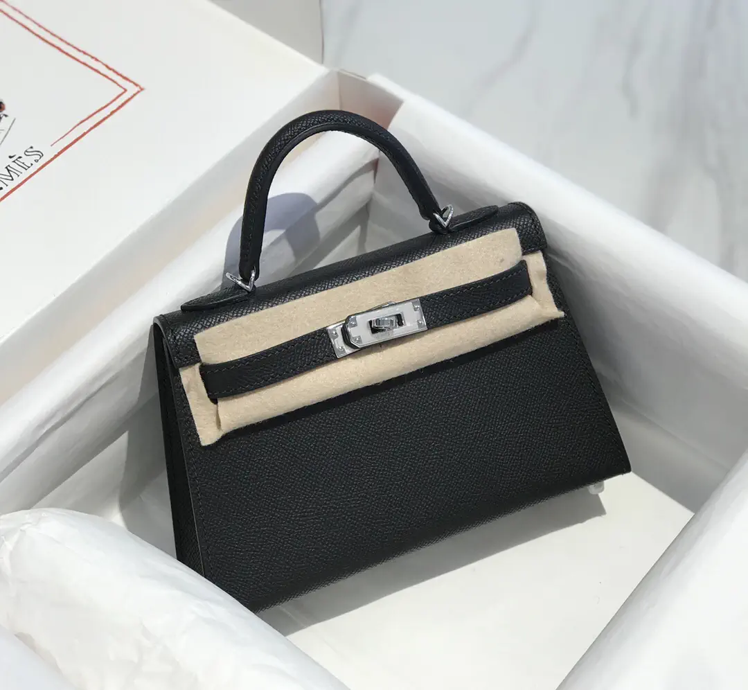Hermès Black Mini Top Handle Bag with Silver Hardware image 1