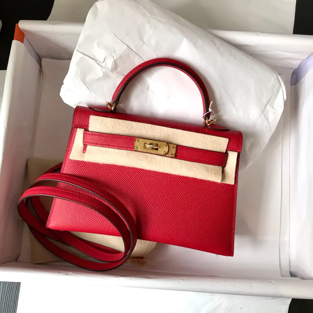 Hermès Red Mini Top Handle Bag with Shoulder Strap image 1