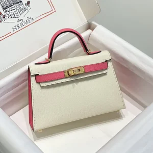 Hermès White with Pink Accent Mini Top Handle Bag image 1