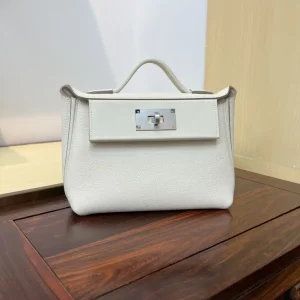 Hermès White Mini 2424 Top Handle Bag image 1