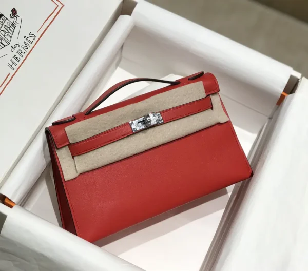 Hermès Red Kelly Pochette Top Handle Bag image 1