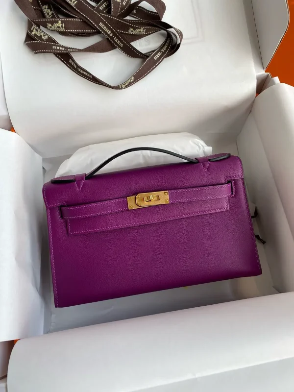 Hermès Purple Leather Top Handle Bag image 1