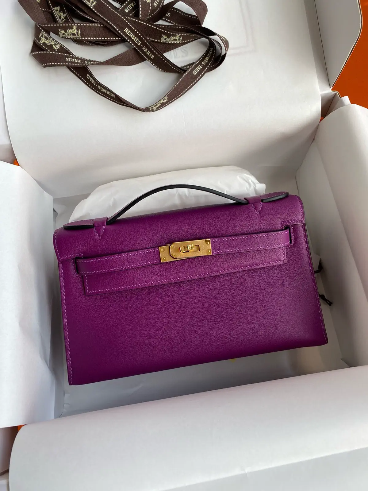 Hermès Purple Leather Top Handle Bag image 1