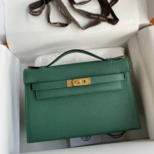 Hermès Green Top Handle Clutch Bag image 1