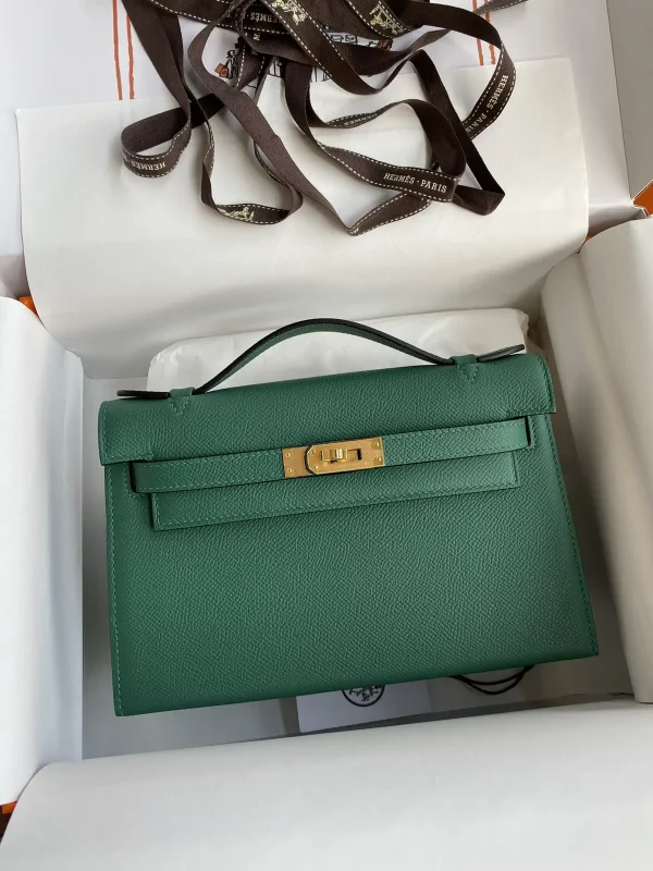 Hermès Green Top Handle Clutch Bag image 1