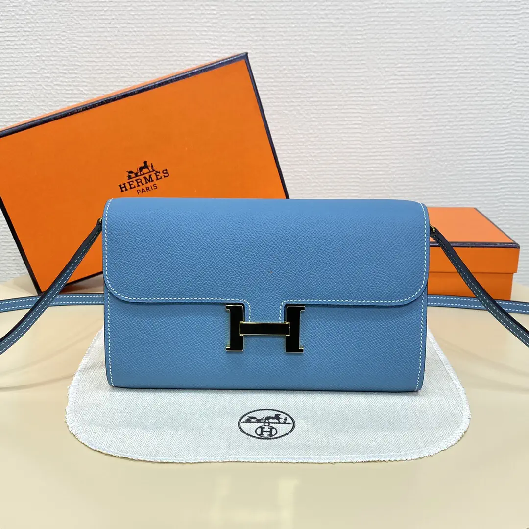 Hermès Denim Blue Epsom Leather Constance WOC Crossbody Bag image 1