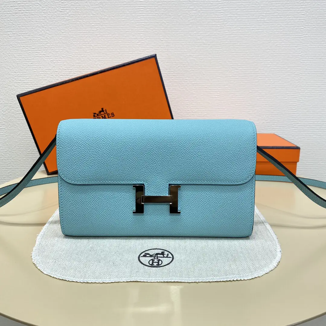 Hermès Light Blue Epsom Leather Constance WOC Crossbody Bag image 1